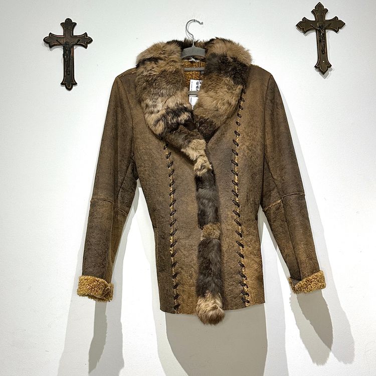 Vintage Italian Brown Fur-Trimmed Jacket